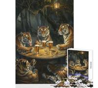 Jigsaw Puzzles1000 Pieces Tigers Beer In Tavern Home Decoration Toys Birthday Gift Hands-on Game Artists' Collection, Fine Arts Size 38x26cm