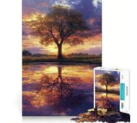 Jigsaw Puzzles1000 Pieces Tree Reflection at Sunset Premium Cut Play Mind Exercise Toy Peace Fun Time Birthday Fun Gift(38x26cm)