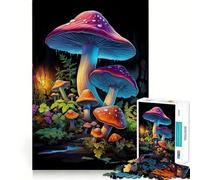 Jigsaw Puzzles1000 Pieces Trippy Mushrooms Clean Cut Piece Cognitive Skill Toy Calm Time Fun Christmas Art Display (50x75cm)
