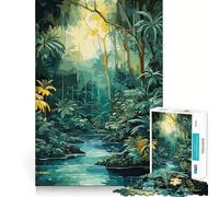 Jigsaw Puzzles1000 Pieces Tropical Rainforest River Premium Cut Play Mind Exercise Toy Peace Fun Time Birthday Fun Gift (38x52cm)