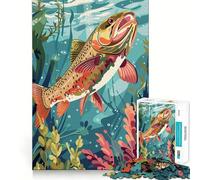 Jigsaw Puzzles1000 Pieces Trout in Underwater World Premium Cut Play Mind Exercise Toy Peace Fun Time Birthday Fun Gift (50x75cm)