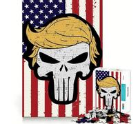 Jigsaw Puzzles1000 Pieces Trump Skull American Pride Premium Cut Play Mind Exercise Toy Peace Fun Time Birthday Fun Gift (38x52cm)