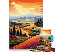 Jigsaw Puzzles1000 Pieces Tuscan Hills of Italy Clean Cut Piece Cognitive Skill Toy Calm Time Fun Christmas Art Display(38x26cm)