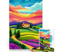 Jigsaw Puzzles1000 Pieces Tuscan Villa Sunset Italy Art Premium Cut Play Mind Exercise Toy Peace Fun Time Birthday Fun Gift (50x75cm)