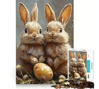 Jigsaw Puzzles1000 Pieces Two Bunnies And An Egg Premium Cut Play Mind Exercise Toy Peace Fun Time Birthday Fun Gift (38x52cm)