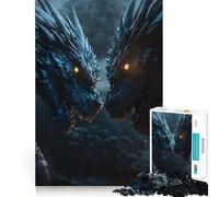 Jigsaw Puzzles1000 Pieces Two Dragons Face-Off Clean Cut Piece Cognitive Skill Toy Calm Time Fun Christmas Art Display (38x52cm)