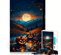 Jigsaw Puzzles1000 Pieces Two Halloween Pumpkins Premium Cut Play Mind Exercise Toy Peace Fun Time Birthday Fun Gift (50x75cm)