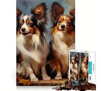 Jigsaw Puzzles1000 Pieces Two Papillon Dogs Portrait Premium Cut Play Mind Exercise Toy Peace Fun Time Birthday Fun Gift (50x75cm)