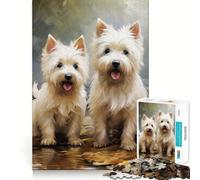 Jigsaw Puzzles1000 Pieces Two Westies Premium Cut Play Mind Exercise Toy Peace Fun Time Birthday Fun Gift (50x75cm)