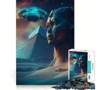 Jigsaw Puzzles1000 Pieces UFO Over Sphinx And Pyramid Premium Cut Play Mind Exercise Toy Peace Fun Time Birthday Fun Gift(38x26cm)