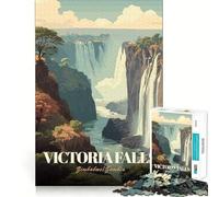 Jigsaw Puzzles1000 Pieces Victoria Falls, Zimbabwe∕Zambia Travel Poster Premium Cut Play Mind Exercise Toy Peace Fun Time Birthday Fun Gift (50x75cm)