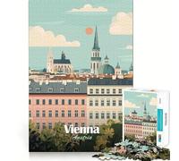 Jigsaw Puzzles1000 Pieces Vienna, Austria Cityscape Illustration Premium Cut Play Mind Exercise Toy Peace Fun Time Birthday Fun Gift (38x52cm)