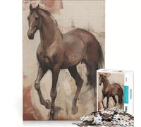 Jigsaw Puzzles1000 Pieces Vintage Brown Horse Hands-on Game Fun at Home Activities Suitable for Desktop Decoration 38x26cm