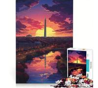 Jigsaw Puzzles1000 Pieces Washington Monument Sunset Hands-on Game Fun at Home Activities Suitable for Desktop Decoration 50x75cm