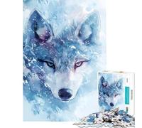 Jigsaw Puzzles1000 Pieces Watercolor Wolf Head in Snow Difficult And Challenge Family Activities Relax Games for And 14 Years And over (50x75cm)