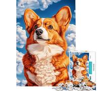 Jigsaw Puzzles1000 Pieces Welsh Corgi Against Blue Sky Jigsaw for Adults Hands-on Game Presents for Women Gifts for Friends And Family (Size 38x26cm)