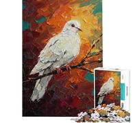 Jigsaw Puzzles1000 Pieces White Dove on Branch Oil Painting Puzzle for Adults Brain Teaser Game For Family Fun Gifts for Friends And Family (Size 38x52cm)