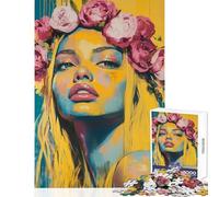 Jigsaw Puzzles1000 Pieces Woman with Flower Crown Brain Teaser Game Family Activities Toy Wall Decor Artists Collection, Fine Art (38X26CM)