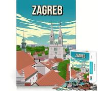 Jigsaw Puzzles1000 Pieces Zagreb Croatia Cityscape Skyline Premium Cut Play Mind Exercise Toy Peace Fun Time Birthday Fun Gift (50x75cm)