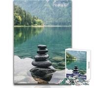 Jigsaw Puzzles1000 Pieces Zen Stones by The Lake Great for Cozy Indoor Downtime Durable Precision Interlock Play Toy Size 38x26cm