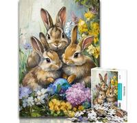 Jigsaw Rabbits in The Garden 1000 Pieces Jigsaw Puzzles For Teens And Adults,Birthday Present, Gifts, Wall Art for And Age 14 Years Up 50x75cm