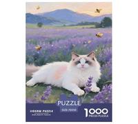 Jigsaw Ragdoll Cat 1000 Pieces Challenge Game for Adults,Summer Pastoral Landscape Impossible Jigsaw Puzzles 1000 Piece Educational Games for Adults Or Families 70x50cm/1000pcs