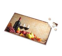 Jigsaw Red Wine, Grapes, Apples, Pears, Autumn Leaves. Picture Puzzle Spot It Game For Kids Games For Kids 8-12(1000PCS)