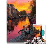 Jigsaw Romantic of Amsterdam Jigsaws Puzzles 1000 Pieces for Adults Gifts,Birthday Gift Idea for Adults, Family Game And Hobby 26x38cm