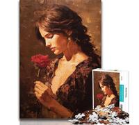 Jigsaw Rose Girl 1000 Pieces Jigsaw Puzzle For Adults Teens,Toys Educational Games Stress Relieving Unique Home Decor And Gifts (50x75cm)