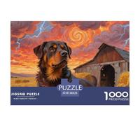 Jigsaw Rottweiler Butcher Dog 1000 Piece Challenge Game for Adults,Rural Farm Impossible Jigsaw Puzzles 1000 Piece Educational Games for Adults Or Families 38x26cm/1000pcs