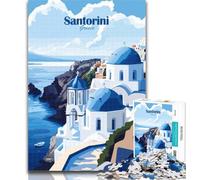 Jigsaw Santorini Greece Jigsaw Puzzles 1000 Pieces for Adults Teens,is Ideal As A Gift for The Whole Family Suitable for And 14 26x38cm