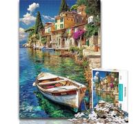Jigsaw Seaside Boat Jigsaw Puzzles for Teenagers 1000 Pieces,Family Game Stress Reliever Difficult Challenge Secret Santa Gifts 50x75cm