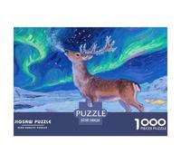 Jigsaw Sika Deer 1000 Pieces Challenge Toy for Adults,Aurora Borealis Scene Impossible Jigsaw Puzzles 1000 Piece Educational Game for Adults Or Families 38x26cm/1000pcs