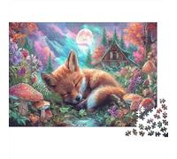Jigsaw Sleeping Fox Among Mushrooms 1000 Pieces Creative Challenge Puzzle, Wildlife Educational Games Adults, Home Decoration 38x26cm/1000pcs