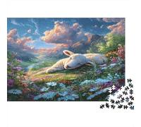 Jigsaw Sleeping Lamb in Flower Field Mountain Valley Puzzle 1000 Pieces Adults Educational Games Home Decoration 38x26cm/1000pcs