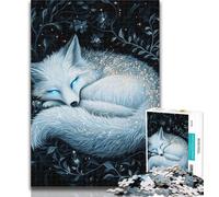 Jigsaw Sleeping White Fox Jigsaw Puzzles for Teenagers 1000 Pieces,Birthday Present, Gifts, Wall Art for And Age 14 Years Up 50x75cm