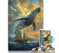 Jigsaw Spiritual Whale Jigsaw Puzzle 1000 Pieces for Adults,Toys Educational Games Stress Relieving Artists Collection, Fine Art 50x75cm