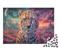 Jigsaw Split Cheetah in Two Worlds Puzzle 1000 Pieces Adults Wildlife Men Women Educational Games Challenging 38x26cm/1000pcs