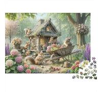 Jigsaw Squirrels at Cottage Garden Puzzle Adults 1000 Piece, Pet, Challenging Whole Family Women, Gifts Men 38x26cm/1000pcs