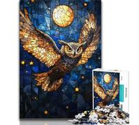 Jigsaw Stained Glass Owl Puzzles for Adults And Teenagers,Challenging Difficult with Fully Interlocking Randomly Shaped Pieces (50x75cm)