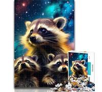 Jigsaw Starry Raccoon 1000 Pieces Jigsaw Puzzle For Adults Teens,Toys Educational Games Stress Relieving Unique Home Decor And Gifts 26x38cm