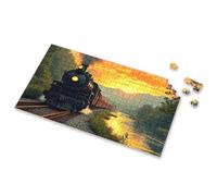 Jigsaw Steam Train Journeying Through Scenic Sunset Landscape. Picture Puzzle Spot It Game For Kids Games For Kids 8-12(500PCS)