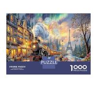 Jigsaw Steam Trains on The Streets Gift Puzzle - Scenery 1000 Pieces Fun Challenge Adults, Educational Game Home Decor 38x26cm/1000pcs