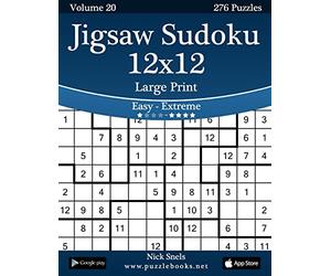 Jigsaw Sudoku 12x12 Large Print - Easy to Extreme - Volume 20 - 276 Puzzles