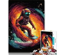 Jigsaw Surfing Astronauts Jigsaw Puzzle 1000 Pieces for Adults,Toys Educational Games Stress Relieving Artists Collection, Fine Art 26x38cm