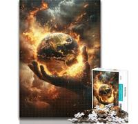 Jigsaw The Earth in The Palm of Your Hand Jigsaw Puzzles for Teenagers 1000 Pieces,for Educational Game Challenge Toy Unique Home Decor And Gifts 26x38cm