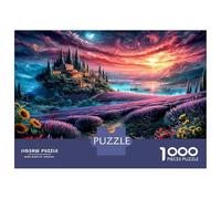 Jigsaw The Lavender Field Beside The Village Fun Challenge 1000 Pieces Puzzle Educational Games Home Decoration Great Gift Adults 70x50cm/1000pcs