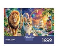 Jigsaw The Lion And The Kitten on The Path Fun Challenge 1000 Pieces Puzzle Educational Games Home Decoration Great Gift Adults 70x50cm/1000pcs