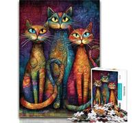 Jigsaw Three Cats 1000 Piece Jigsaw Puzzle for Adults Teens,Challenging Game And Family Play Parent-child Interaction 50x75cm