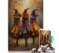 Jigsaw Three Witches 1000 Piece Jigsaw Puzzle for Adults Teens,Wall Decoration Unique Birthday And Xmas Gifts Suitable for And 14 50x75cm